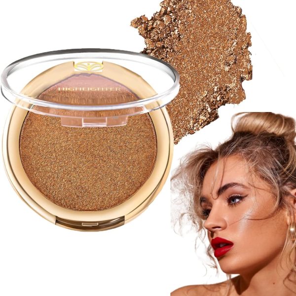 Highlighter Makeup - Waterproof Long Lasting Glitter Contour Palette - Pressed Powder Shimmer Bronzer and Highlighter - Make Up for Face Eye Body (06)