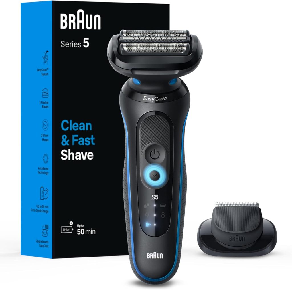 Braun Electric Shaver Kit for Men Series 5 5118s, Wet & Dry Turbo Shaving Mode, 100% Waterproof German-engineered with up to 50-minute runtime