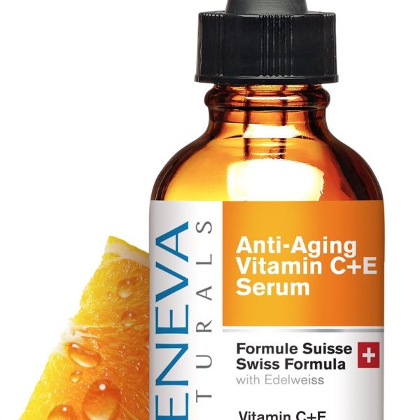 Geneva Naturals Vitamin C Serum For Face - Anti Aging Hyaluronic Acid Serum with Vitamin A & E - Swiss Skin Care Formula Facial Moisturizer For Women & Men - 1oz