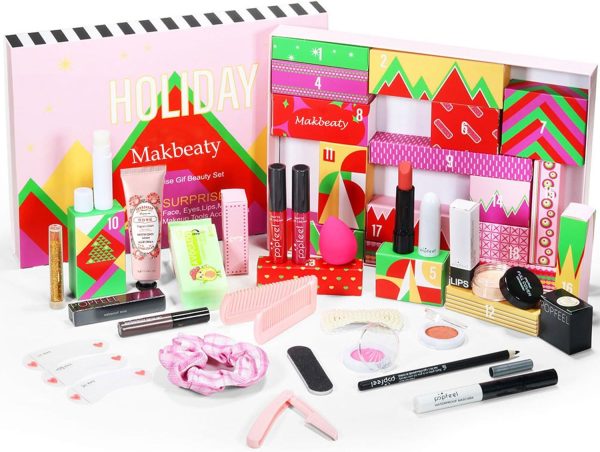 Makbeaty Holiday style cosmetics set, makeup tool gift box,Complete Makeup Surprise Gift, Beauty Kit Cosmetics for Beginners Essential for Eyes/Face/Lips 20 pieces