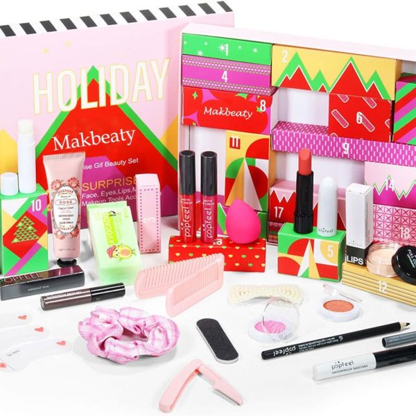 Makbeaty Holiday style cosmetics set, makeup tool gift box,Complete Makeup Surprise Gift, Beauty Kit Cosmetics for Beginners Essential for Eyes/Face/Lips 20 pieces