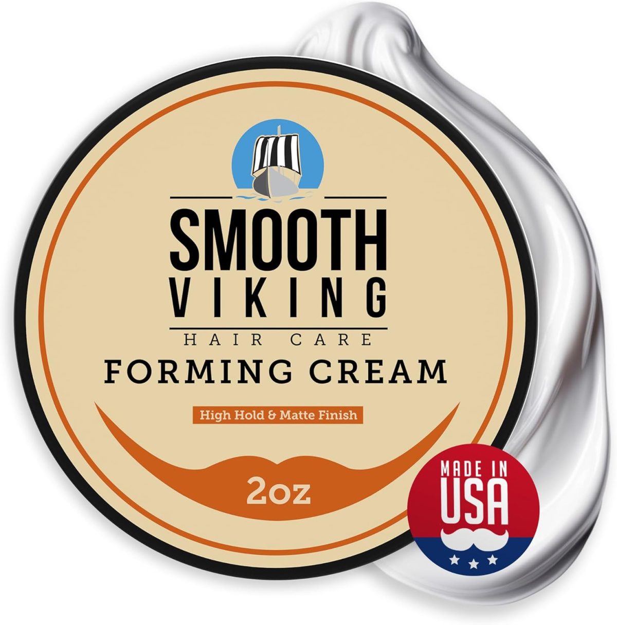 Smooth Viking Beard Care Forming Cream for Men - Hair Styling Cream for High Hold & Matte Finish - Best Pliable.