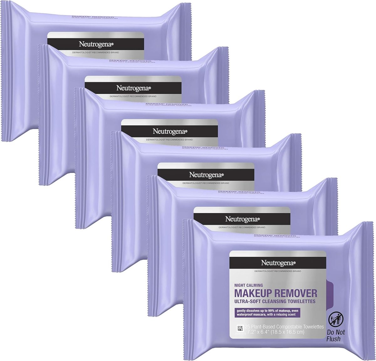 Neutrogena, Makeup Remover Cleansing Towelettes, Night Calming, 25 Pre-Moistened Towelettes