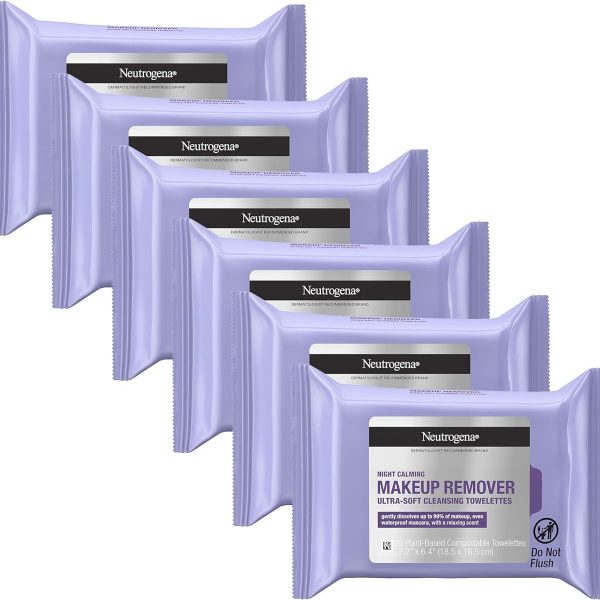 Neutrogena, Makeup Remover Cleansing Towelettes, Night Calming, 25 Pre-Moistened Towelettes