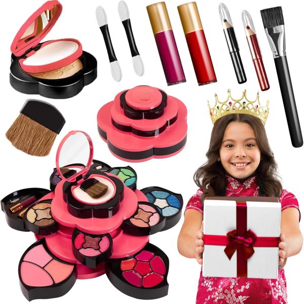 Toysical Makeup Kits for Teens - Flower Make Up Pallete Gift Set for Teen Girls and Women - Petals Expand to 3 Tiers -Variety Shade Array - Full Starter Kit for Beginners or Cosplay