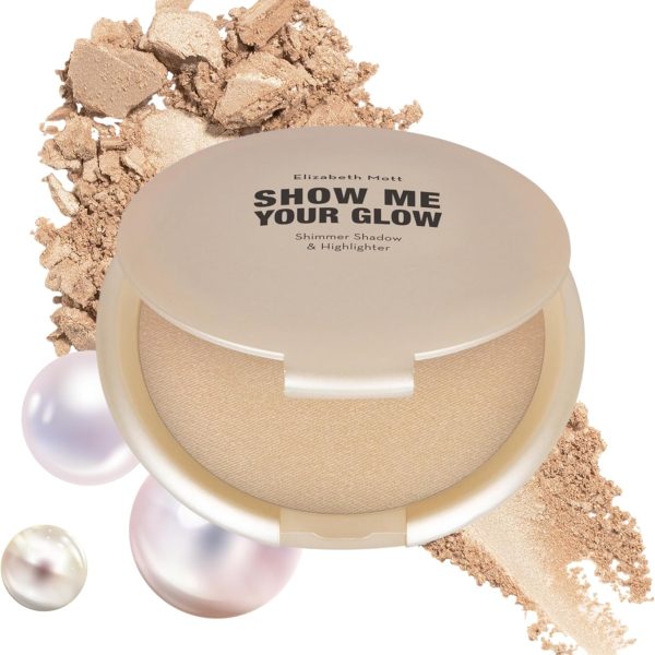 Elizabeth Mott Show Me Your Glow Shimmer Shadow and Highlighter Makeup - Natural Face Glow Makeup - Cruelty Free and Paraben Free - Illuminating Pearl Highlight - Compact Powder Highlighter (10g)