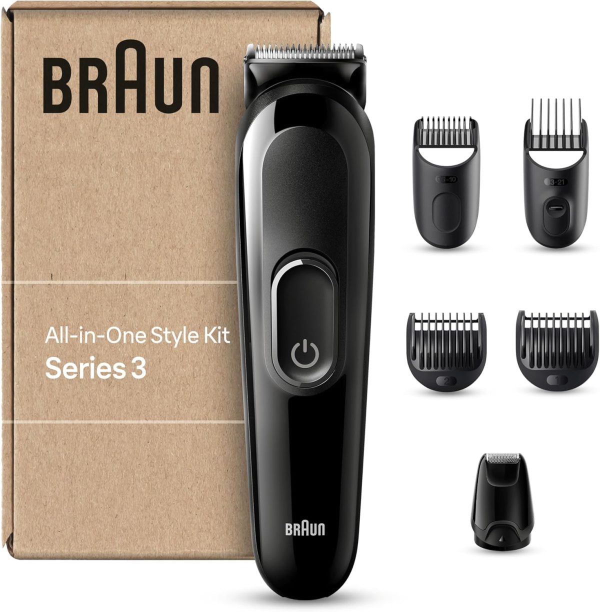 Braun Series 3 All-in-One Beard Care Bodygroomer Set, Trimmer/Hair Trimmer Men, Hair Trimmer, 6-in-1 Beard Trimmer (Recyclable Packaging), 50 Minutes Runtime, Gift Man, MGK3420