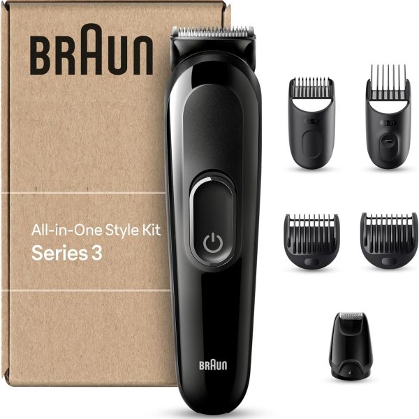 Braun Series 3 All-in-One Beard Care Bodygroomer Set, Trimmer/Hair Trimmer Men, Hair Trimmer, 6-in-1 Beard Trimmer (Recyclable Packaging), 50 Minutes Runtime, Gift Man, MGK3420