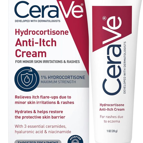 CeraVe Hydrocortisone Cream 1% 28g Eczema Treatment & Dry Skin Itch Relief Cream Fragrance Free