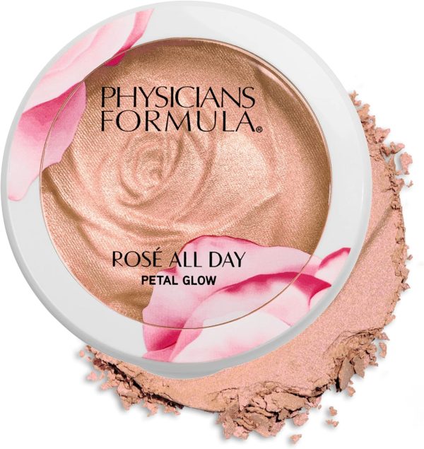 Physicians Formula Rosé All Day Highlighter Blush Face Powder, Shimmer Petal Glow, Pink Soft Petal, Dermatologist Tested, Clinicially Tested