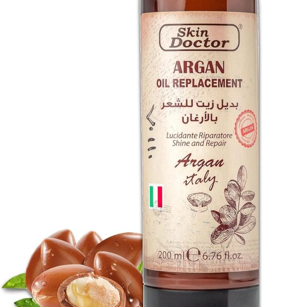 Skin Doctor Argan Oil replacement for Dry Hair - Treatment for Frizzy & Damaged Hair - All Hair Types - Smoothing for All Hair Colors - Shine & Repair - Renewing Argan Oil Replacement 200ml