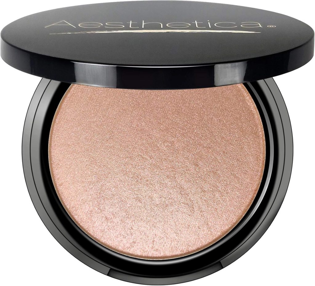 Aesthetica Starlite Highlighter - Metallic Shimmer Highlighting Makeup Powder - Cosmos (Sparkling Rose Gold)