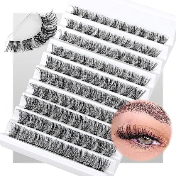 YHOME Lash Clusters， 140pcs D Curl Individual Cluster Lashes, Self Adhesive Eyelash Clusters Extensions 14-16mm Mixed False Eyelash Wispy Lashes DIY at Soft & Comfortable