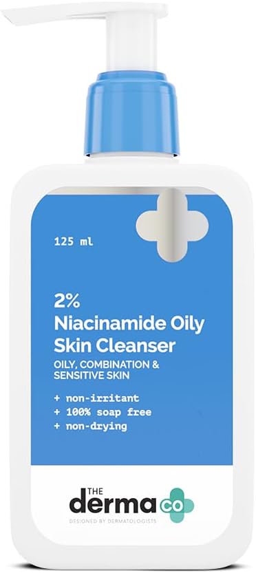 The Derma Co 2% Niacinamide Oily Skin Cleanser for Sensitive, Oily & Combination Skin 125 ml Non-Irritant | 100% Soap-Free | Non-Drying | Gently Cleanses Makeup | With 0.1% ww Salicylic Acid