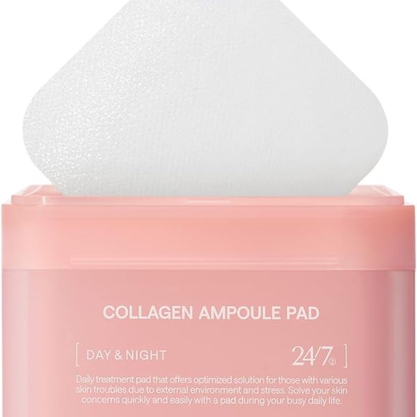 Mediheal Korean Collagen Ampoule Pad 100 Pads | Vegan Collagen & Ceramide Skin Firming Toner Pads for Wrinkle Reduction & Elasticity Restoration | Anti-Aging Face Pads