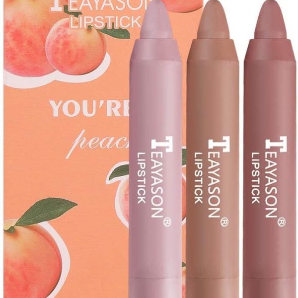 SWIUKPHE Matte Nude Lip Crayon Lipstick Lip Crayon Long Lasting, 3 Colors Waterproof Color Stick Ultimate Lip Rotating, Moisturing Lipgloss Lip Stain, Non-Stick Cup Lipstick Pencil for Women (Set A)