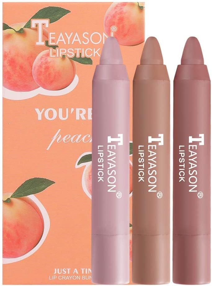 SWIUKPHE Matte Nude Lip Crayon Lipstick Lip Crayon Long Lasting, 3 Colors Waterproof Color Stick Ultimate Lip Rotating, Moisturing Lipgloss Lip Stain, Non-Stick Cup Lipstick Pencil for Women (Set A)