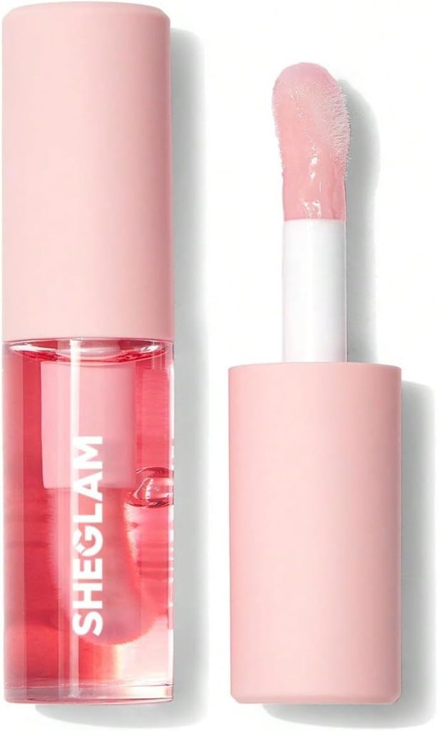 SHEGLAM- Moisturizing Jelly Wow Hydrating Lip Oil- Clear Lip Gloss Plumping Non-Sticky Lip Care High Shine Finish Nourishing Strawberry Extract Liquid Lip Cosmetics Winter Lip Gloss (Berry Involved)