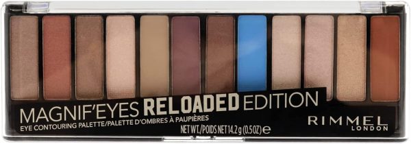 Rimmel London Magnif'Eyes Eyeshadow Palette, 12 Shades, Blendable Formula, Versatile, 012, Reloaded, 0.5oz