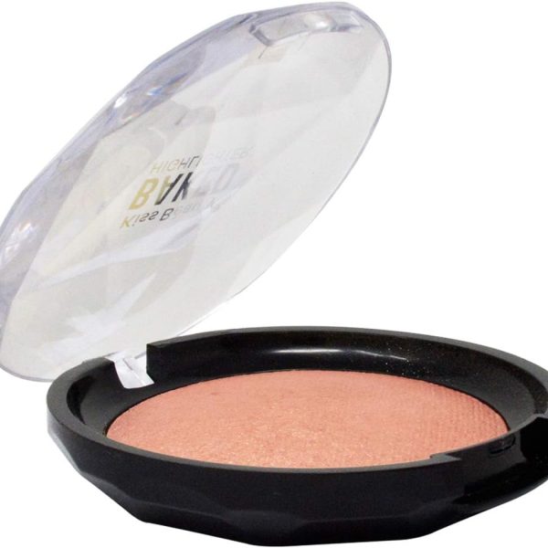 Kiss Beauty Shimmer Baked Highlighter Powder 87083-2, Rose Gold, 18g With Aloevera Cream