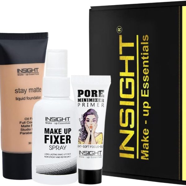 Insight Cosmetics Combo of Pore Primer Fixer Liquid Concealer and Stay Matte Foundation