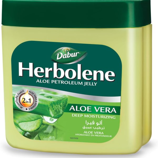 Dabur Herbolene Aloe Petroleum Jelly - 115 ml | Enriched with Aloe Vera and Vitamin E | For Dry and Rough Skin