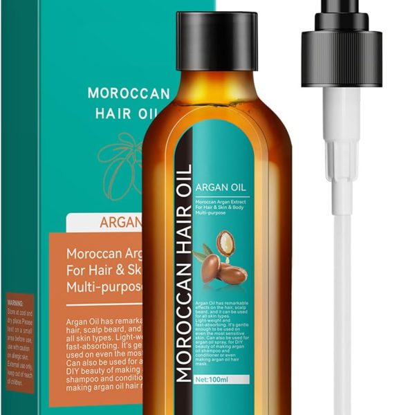 Argan Oil, Moroccan Argan Hair Oil for hair & skin & body multi- purpose, argan oil has remarkable effects on the hair, scalp beard, and it can be used for all skin types, 100ml