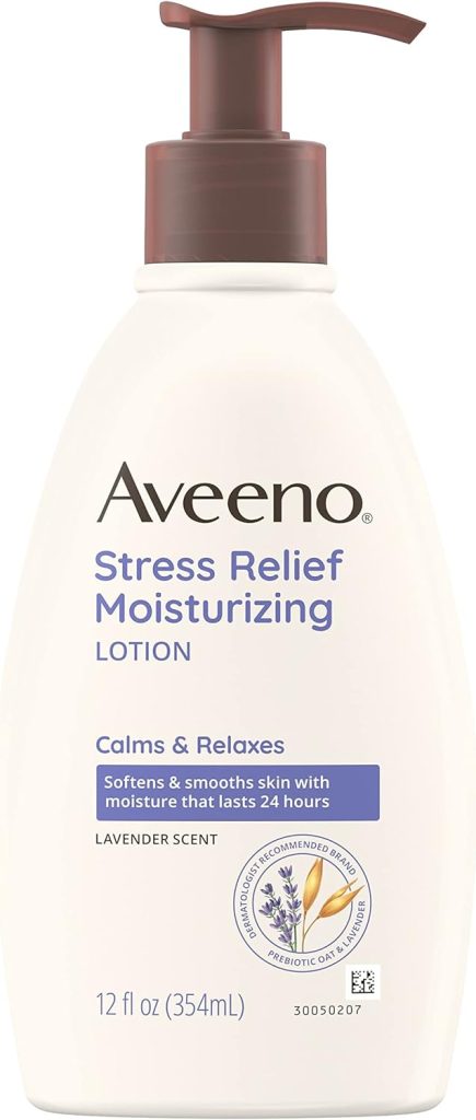 Aveeno Stress Relief Moisturizing Body Lotion with Lavender, Natural Oatmeal and Chamomile & Ylang-Ylang Essential Oils to Calm & Relax, 12 fl. oz