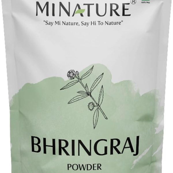 Bhringraj Powder (Eclipta Prostrata) by mi nature | 227g (8 oz)(0.5 lb) | 100% Natural and Pure | Hair Growth | Hair Pack | Improves Hair quality | Resealable zip lock pouch