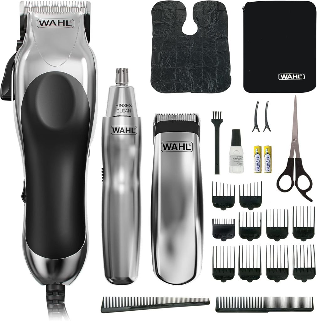 Wahl 3-in-1 Chrome Pro Deluxe Head Shaver Men's Hair Clippers, Nose Hair Trimmer for Men, Beard Trimmer Men, Hair Trimmer, Stubble Trimmer, Male Grooming Set, Prime Day Deal