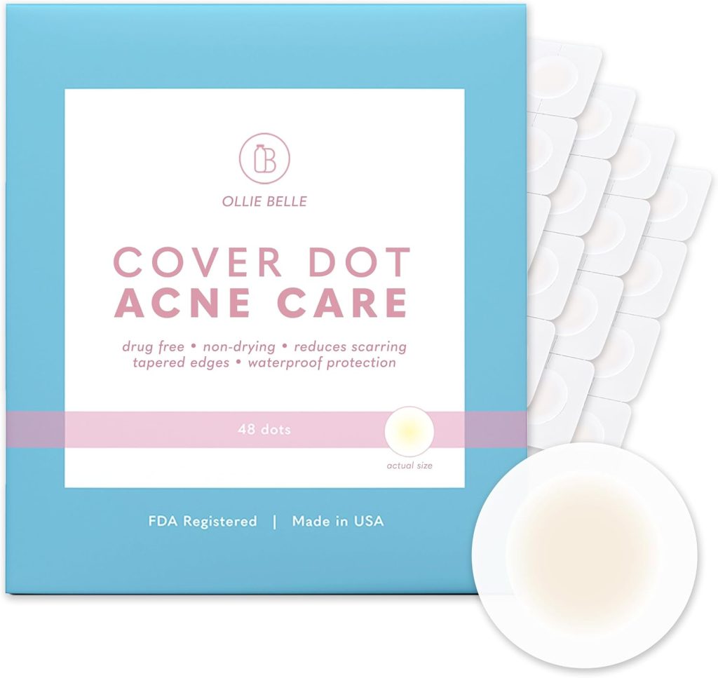 Cover Dot Acne Care (48 Dots) Exposed Skin Blemish Treatment with Hydrocolloid | Clear, Waterproof Patch | Oil and Pimple Absorbing | Men, Women, and Teens