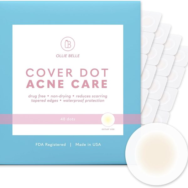 Cover Dot Acne Care (48 Dots) Exposed Skin Blemish Treatment with Hydrocolloid | Clear, Waterproof Patch | Oil and Pimple Absorbing | Men, Women, and Teens