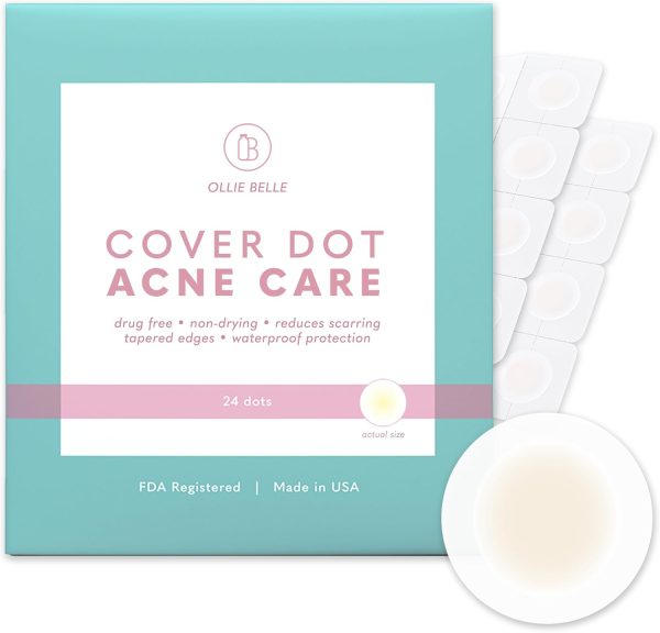 Cover Dot Acne Care (24 Dots) Skin Blemish Treatment with Hydrocolloid | Clear, Waterproof Patch | Oil and Pimple Absorbing