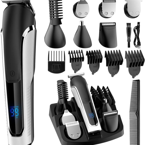 KASTWAVE Beard Trimmer for Men, All in One Mens Beard Grooming Kit, IPX7 Washable Hair Clippers for Beard, Face, Nose Hair Trimmer Body Shavers, Hair Clippers Electric Razor for Men Gifts