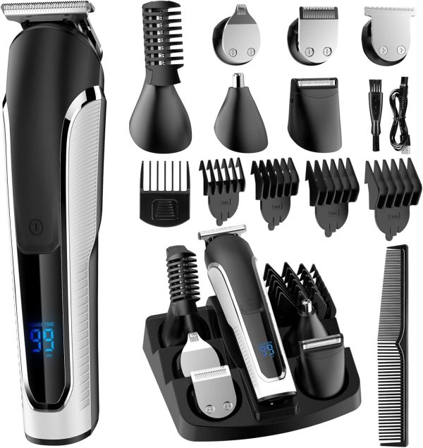 KASTWAVE Beard Trimmer for Men, All in One Mens Beard Grooming Kit, IPX7 Washable Hair Clippers for Beard, Face, Nose Hair Trimmer Body Shavers, Hair Clippers Electric Razor for Men Gifts