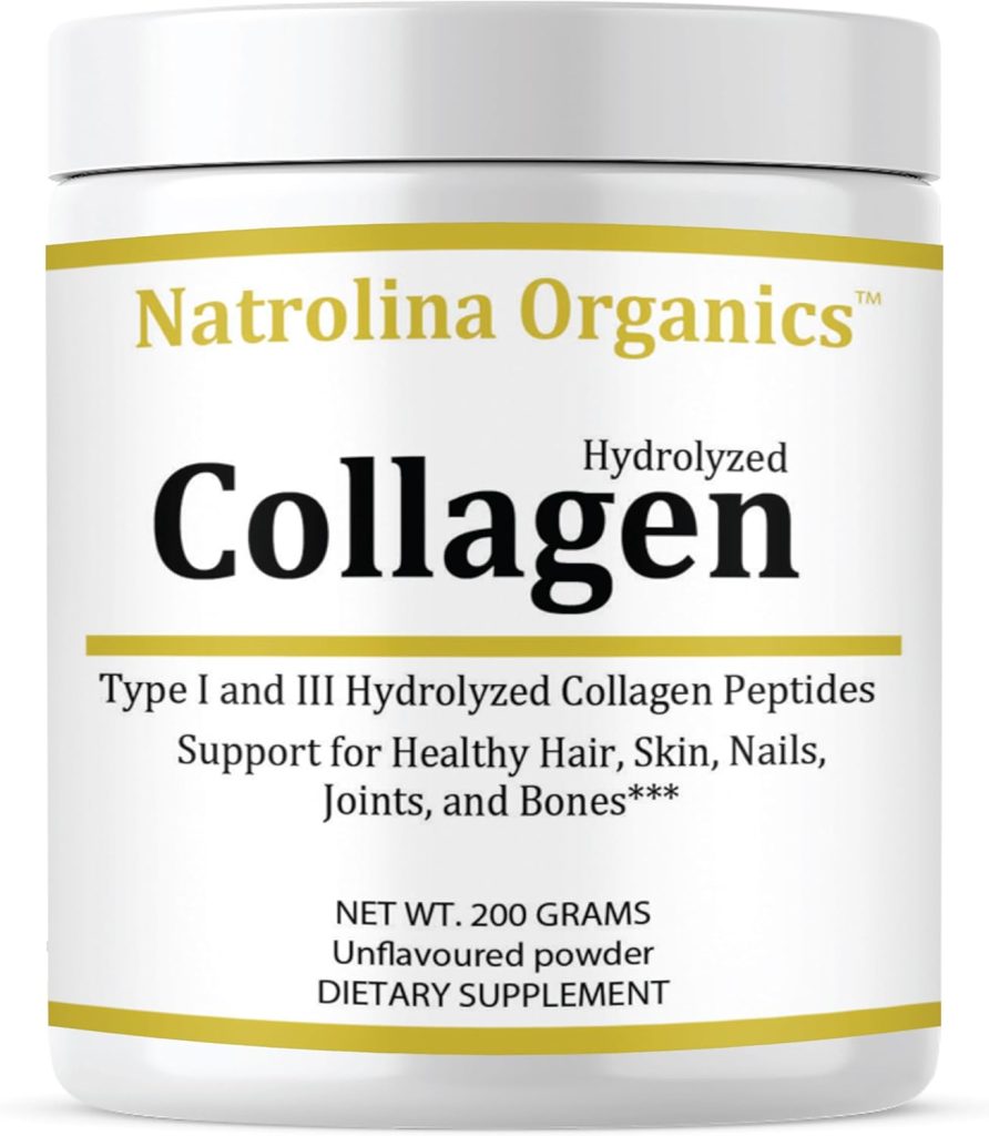 Natrolina Hydrolyzed Bovine Collagen Powder 200g Type I & 3 Unflavoured Collagen Peptides for Healthy Skin, Hair, Nails, Joints & Bones Support | Anti Aging Joint Formula Collagen Powder Supplement