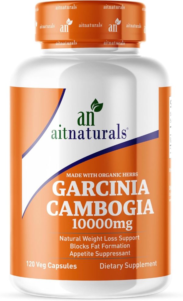 Aitnaturals Garcinia Cambogia -10000 mg (120 Capsules)| Supports Weight Management, Controls Appetite, Increase Energy Levels & Healthy Metabolism, Regulates Blood Sugar Level & Digestive Health.