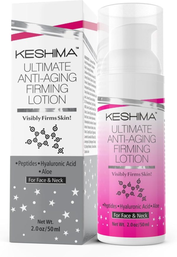 KESHIMA Face & Neck Firming Cream - Lotion Tightens Loose and Sagging Skin - Smooths Wrinkles and Fine Lines - 2 Oz.