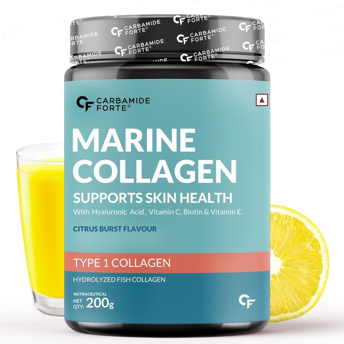 Carbamide Forte Marine Collagen Powder for Skin| Marine Collagen Supplements for Women & Men | Collagen Marine Supplements for Skin & Bone Health Support - Hydrolyzed Marine Collagen Peptides - 200g