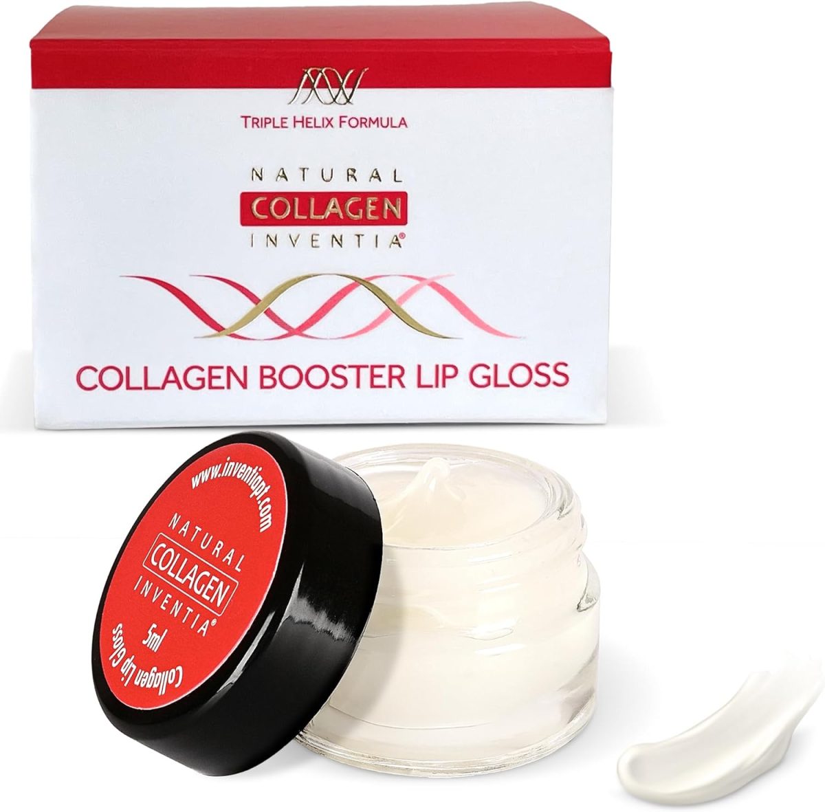 Natural Collagen Inventia Collagen Lip Gloss 5 ml - Intensive Regeneration Lip Balm Lipstick - Improves Skin Appearance, Moisturises, Regenerates Dry Mouth - Long-Lasting Protection & Nourishment