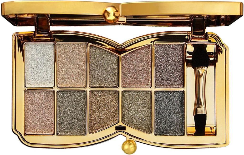 Glitter Eyeshadow Palette,10 Colors Sparkle Shimmer Eye Shadow Highly Pigmented Long Lasting Makeup Set Gold