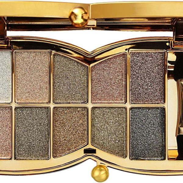 Glitter Eyeshadow Palette,10 Colors Sparkle Shimmer Eye Shadow Highly Pigmented Long Lasting Makeup Set Gold