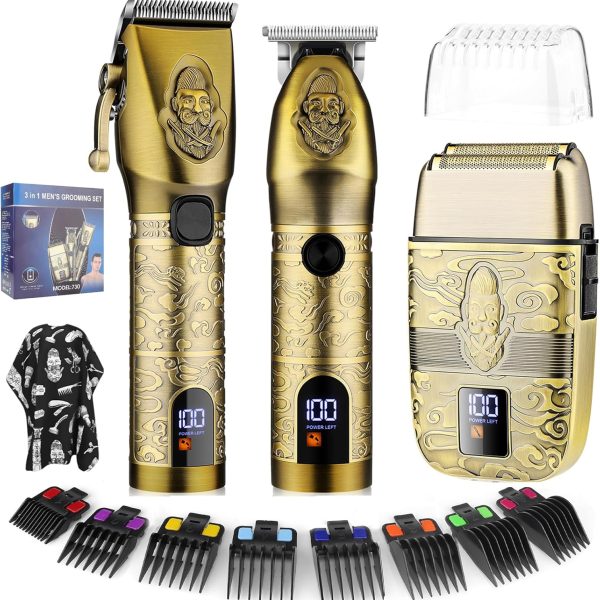 Suttik Professional Hair Clippers Trimmer Shaver Set for Men, Electric Razor Foil Shavers Beard Trimmer for Men Combo Set of 3, Barber Kit Hair Cutting Kit with Accessories,Gift for Men