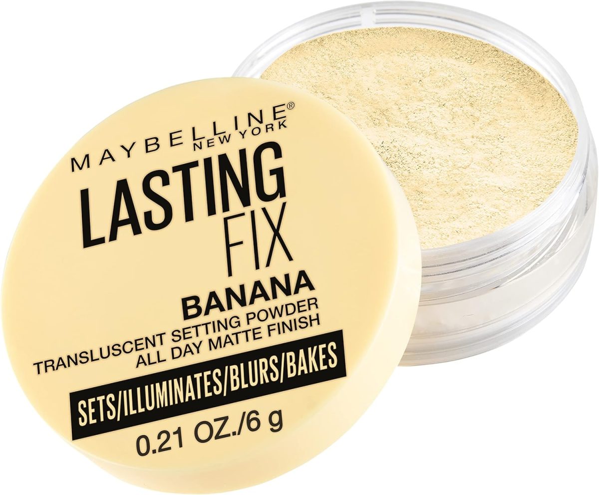 MAYBELLINE Banana Powder, Loose Setting Face Powder Makeup, Fine Setting Powder, Matte Finish, Soft Focused Effect, Suitable for All Skin Tones, Shade 10, 5ml