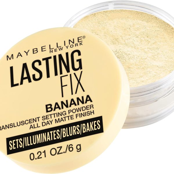 MAYBELLINE Banana Powder, Loose Setting Face Powder Makeup, Fine Setting Powder, Matte Finish, Soft Focused Effect, Suitable for All Skin Tones, Shade 10, 5ml