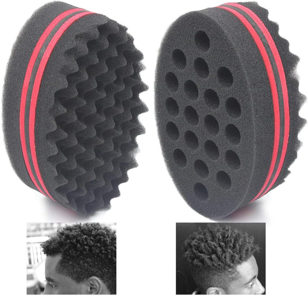 AIR TREE Big Holes Twists Curly Dread Lock Afro Coils Black Hair Twist Curl Curling Haircut Twisted Natural Hairstyle Magic Barber Sponge Brush For Curls Male Men Boy Women Hairstyles (2 PCS)-NO.17