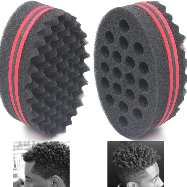 AIR TREE Big Holes Twists Curly Dread Lock Afro Coils Black Hair Twist Curl Curling Haircut Twisted Natural Hairstyle Magic Barber Sponge Brush For Curls Male Men Boy Women Hairstyles (2 PCS)-NO.17